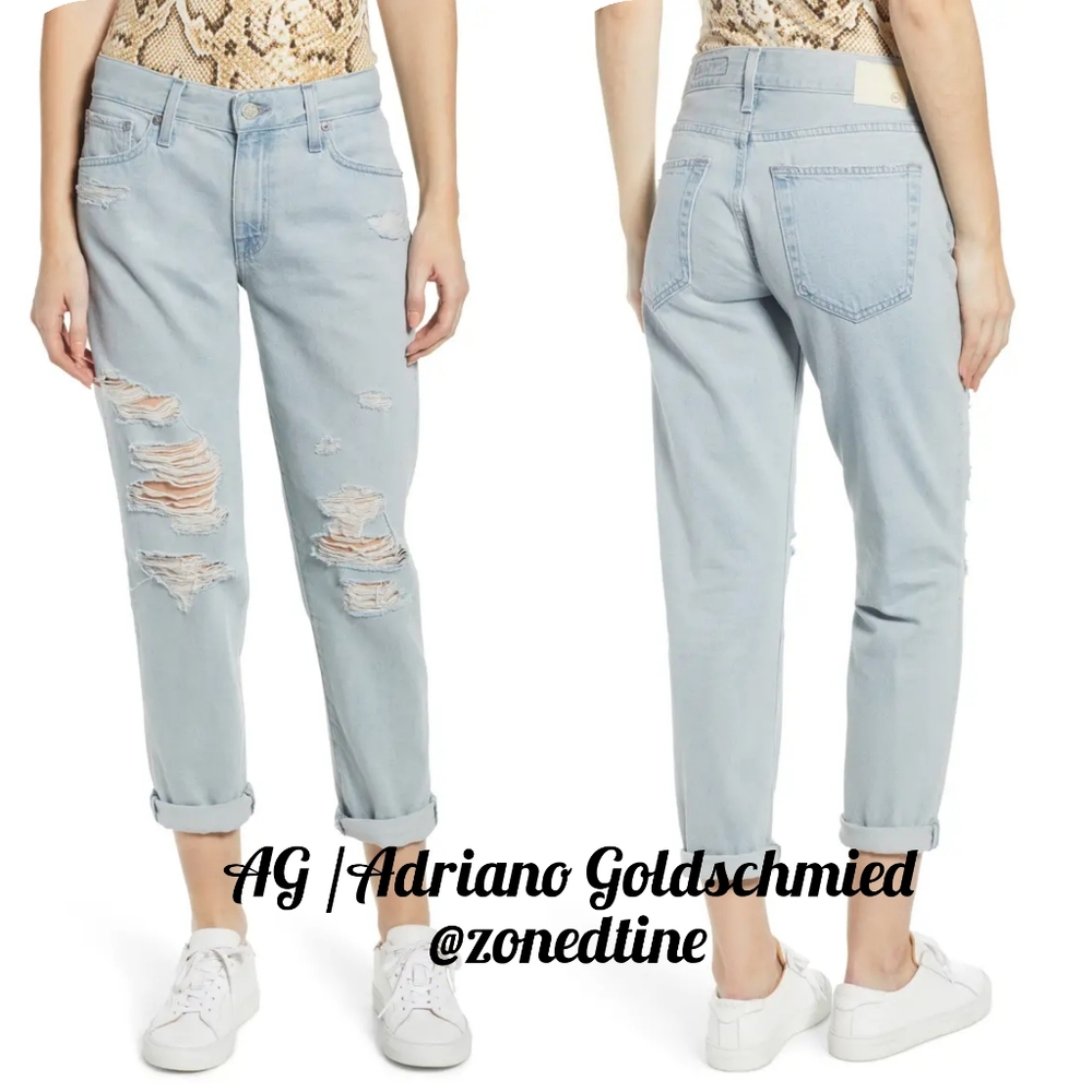 AG Ex-Boyfriend Ripped Slouchy Ankle Slim Jeans